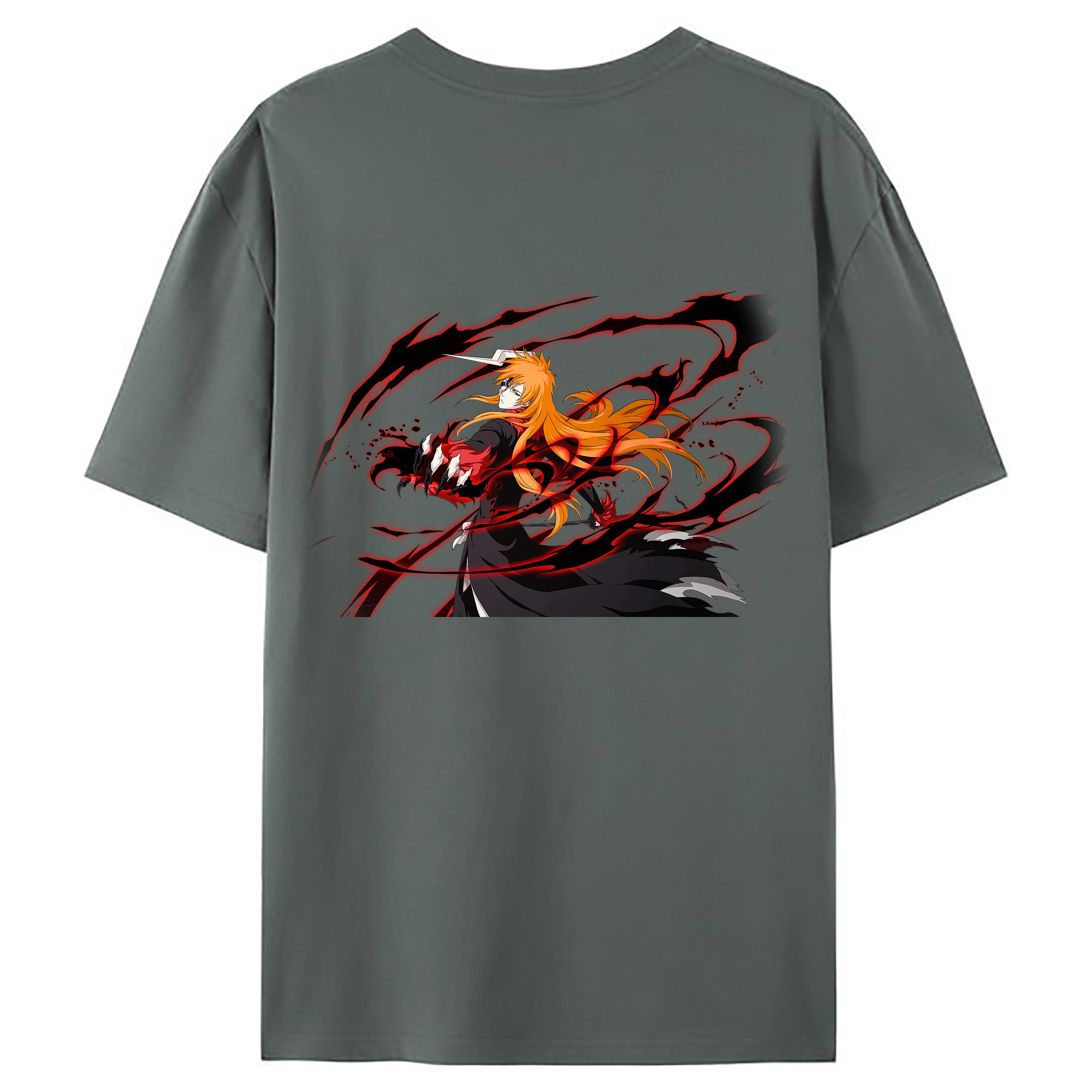 （画像用） ブリーチ 黒崎一護（くろさき いちご）BLEACH Kurosaki Ichigo 綿100％ メンズ半袖Tシャツ（バックプリント） 通気性